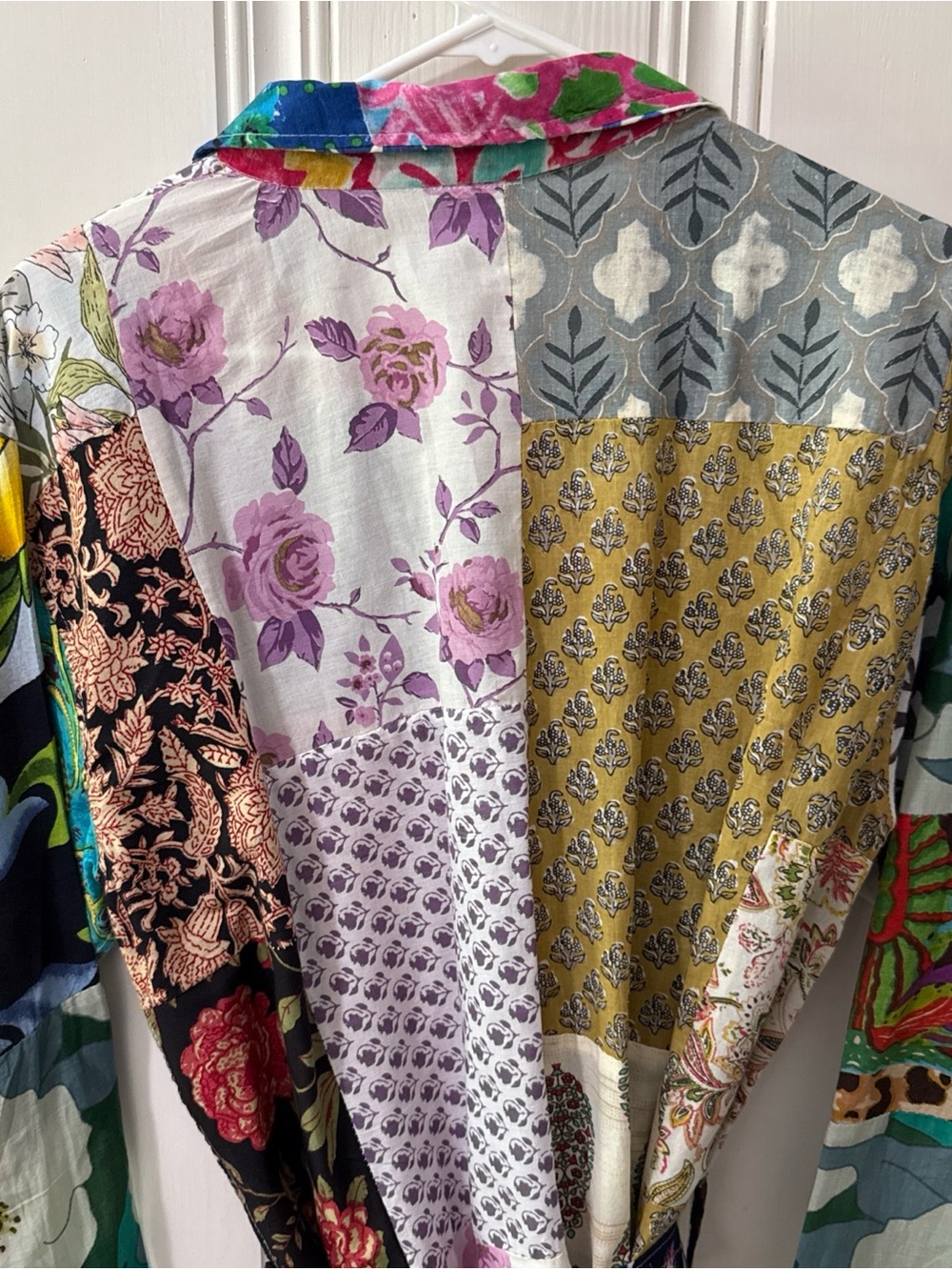 Ashley Taylor patchwork shirt dress 100% cotton boho long sleeve women’s summer - Picture 8 of 10
